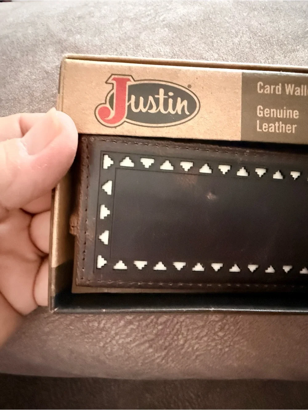 Justin Boots Dark Brown Leather Money Clip with Stud Accent